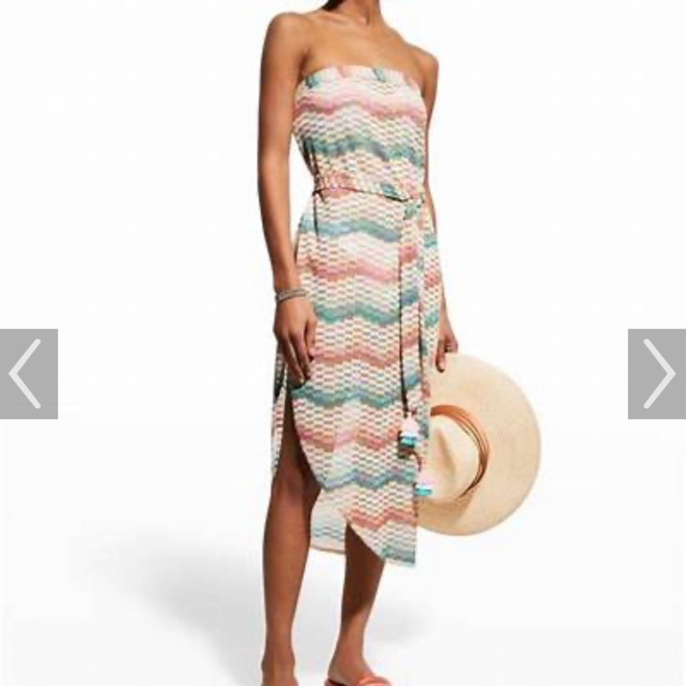 Trina Turk 'Mirage' Strapless Crochet Swimsuit Cover-Up Dress, Multicolor